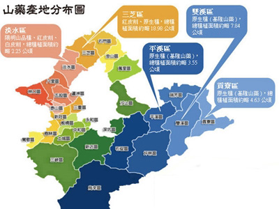 新北市山藥產地分布圖