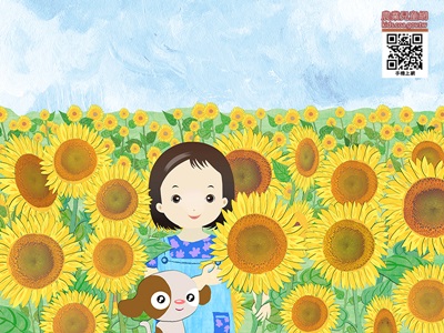 Mita的小小身體幾乎要隱身在向日葵花海中了～